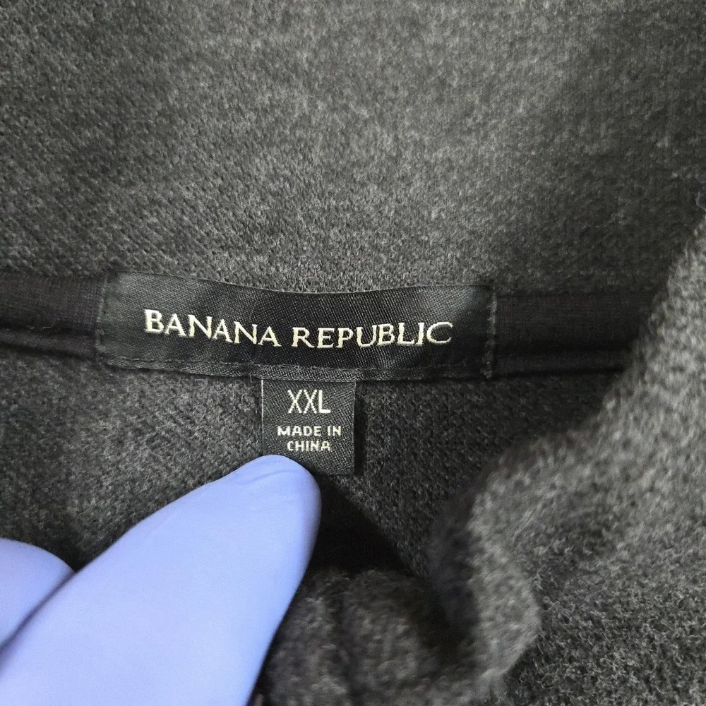 Banana Republic‎ Sweater Mens 2XL Gray 1/4 Zip Mock Neck Knit Pullover Casual